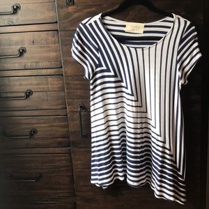 Anthropology navy and white striped top